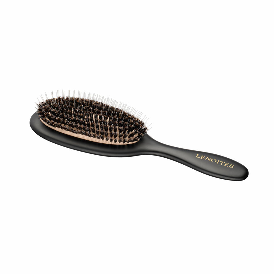 Hair Brush Wild Boar med förvaringsväska och rengöringsverktyg, Svart