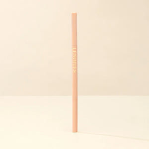 Brow Micro Sculpting Pencil by Lenoites, featuring a sleek, slim pencil in a soft pink shade with gold branding, displayed against a soft beige background.