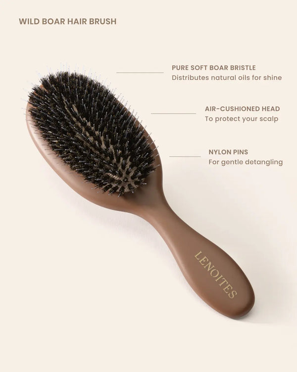 Wild Boar Hair Brush with Cleaning Tool
