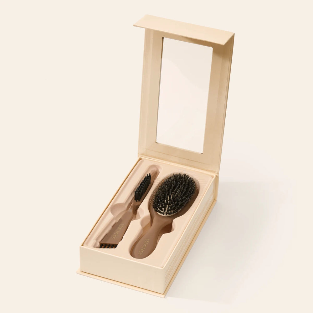 Wild Boar Hair Brush with Cleaning Tool