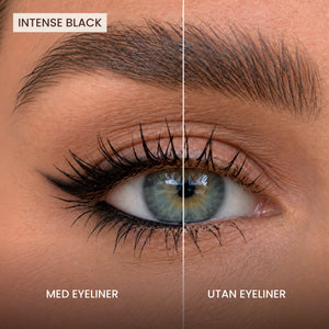 Silk Longwear Gel Eyeliner – Intense Black – Med och utan eyeliner