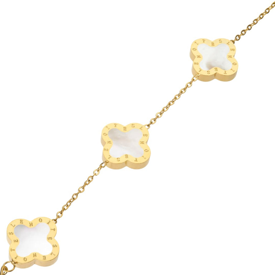 Four-Leaf Clover Necklace, Gold & Mother of Pearl – LENOITES